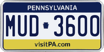 PA license plate MUD3600