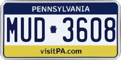 PA license plate MUD3608