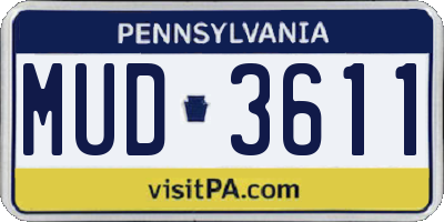 PA license plate MUD3611