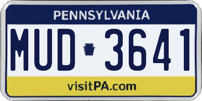 PA license plate MUD3641