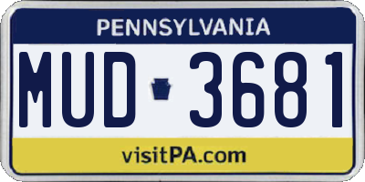 PA license plate MUD3681
