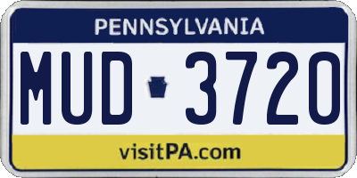 PA license plate MUD3720