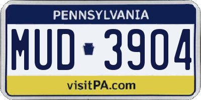 PA license plate MUD3904