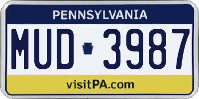 PA license plate MUD3987