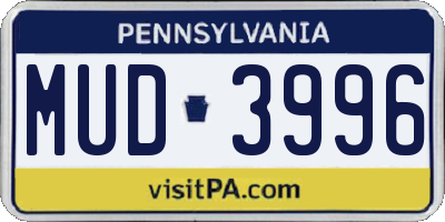 PA license plate MUD3996