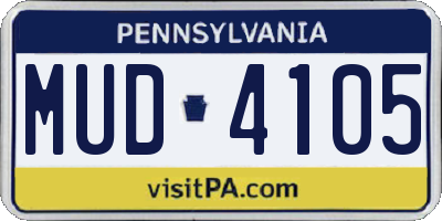 PA license plate MUD4105
