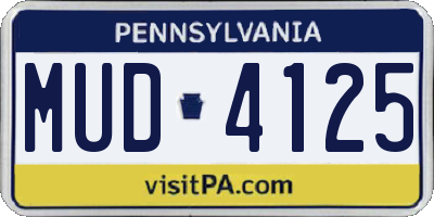 PA license plate MUD4125