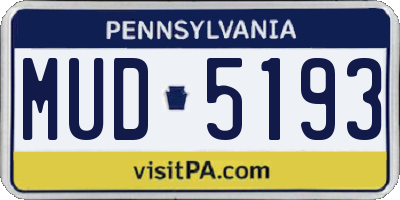 PA license plate MUD5193
