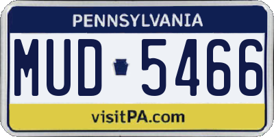 PA license plate MUD5466