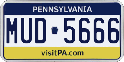 PA license plate MUD5666