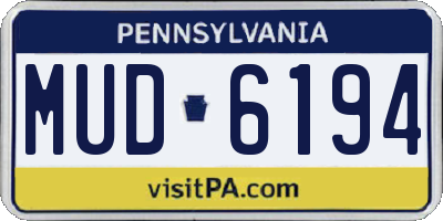 PA license plate MUD6194