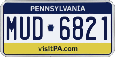 PA license plate MUD6821