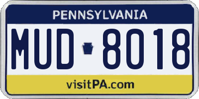 PA license plate MUD8018