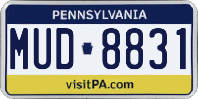 PA license plate MUD8831