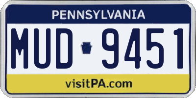 PA license plate MUD9451