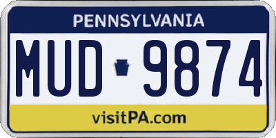PA license plate MUD9874