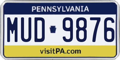 PA license plate MUD9876