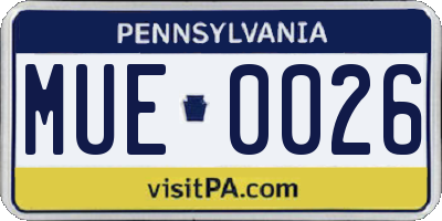 PA license plate MUE0026