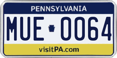 PA license plate MUE0064