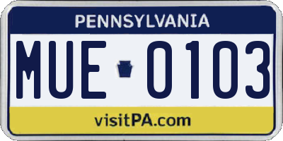 PA license plate MUE0103