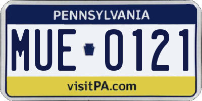PA license plate MUE0121