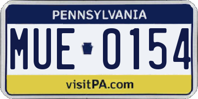 PA license plate MUE0154