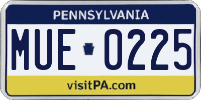 PA license plate MUE0225