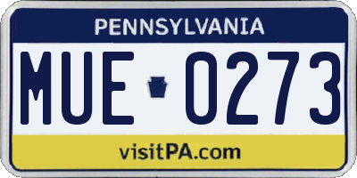 PA license plate MUE0273
