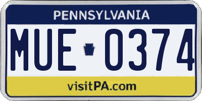 PA license plate MUE0374