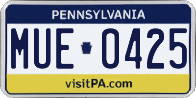 PA license plate MUE0425