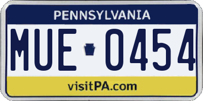 PA license plate MUE0454