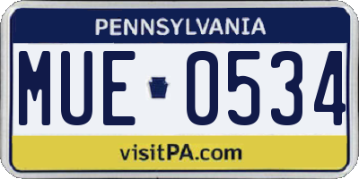 PA license plate MUE0534
