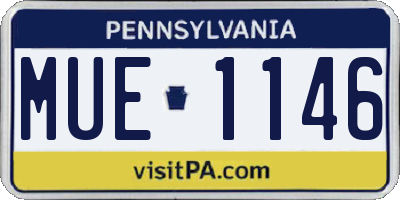 PA license plate MUE1146