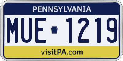 PA license plate MUE1219