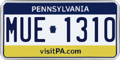 PA license plate MUE1310
