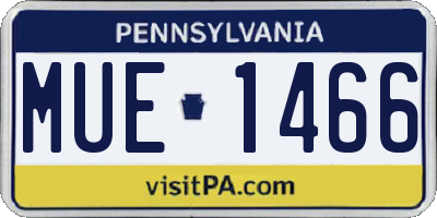 PA license plate MUE1466