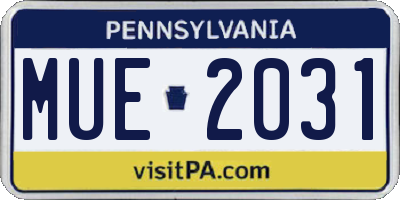 PA license plate MUE2031