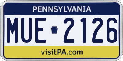 PA license plate MUE2126