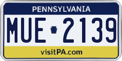 PA license plate MUE2139