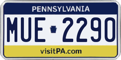 PA license plate MUE2290