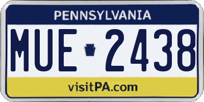 PA license plate MUE2438