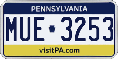 PA license plate MUE3253