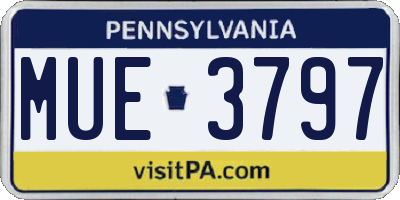PA license plate MUE3797