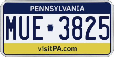 PA license plate MUE3825