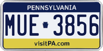 PA license plate MUE3856