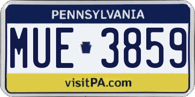 PA license plate MUE3859