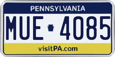 PA license plate MUE4085