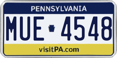 PA license plate MUE4548