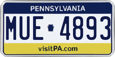 PA license plate MUE4893