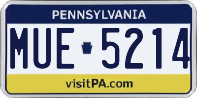 PA license plate MUE5214